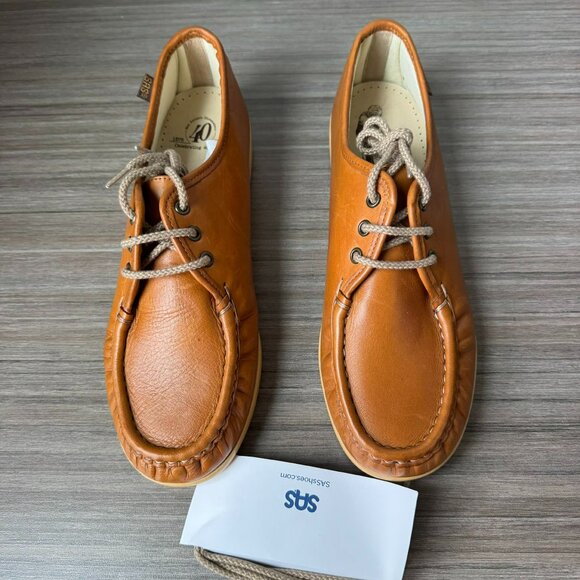 SAS Siesta 40th Anniversary Handsewn Lace Up Loafers Shoes$129 in British Tan - Picture 3 of 12
